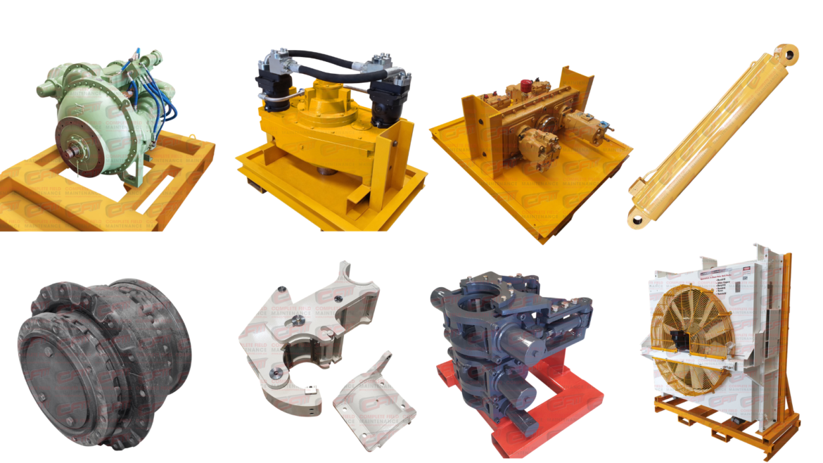 Various service exchange components including hydraulic drill components, rotary heads, pump drives, and triple jaw break out assemblies. Various service exchange components including hydraulic drill components, rotary heads, pump drives, and triple jaw break out assemblies.